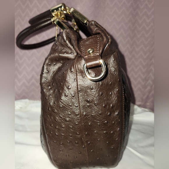 Coach Black/ Brown Espresso Textured Leather Satchel with Gold Hardware - Picture 10 of 14